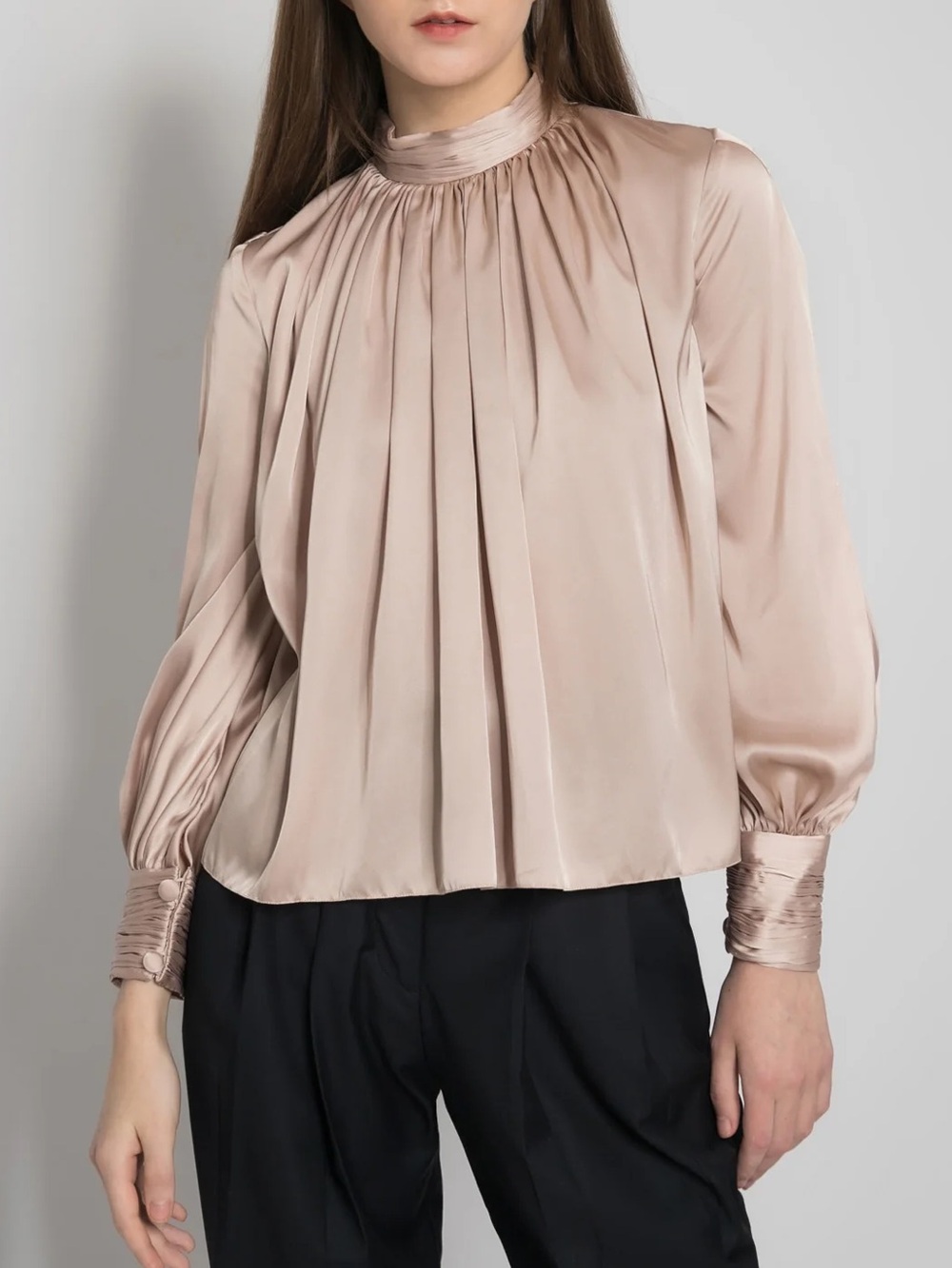 H&M Silk-Look High-Neck Blouse